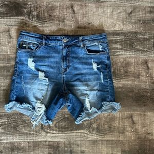 ELOQUII Denim Distressed Shorts size 14